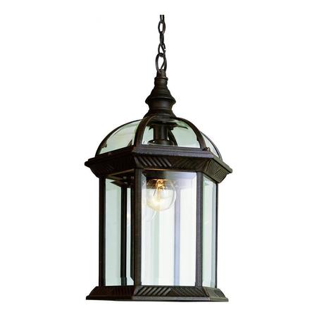 TRANS GLOBE One Light Rust Clear Beveled Hexagon Glass Hanging Lantern 4183 RT